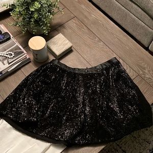Maje sparkly short mini black sequin skirt